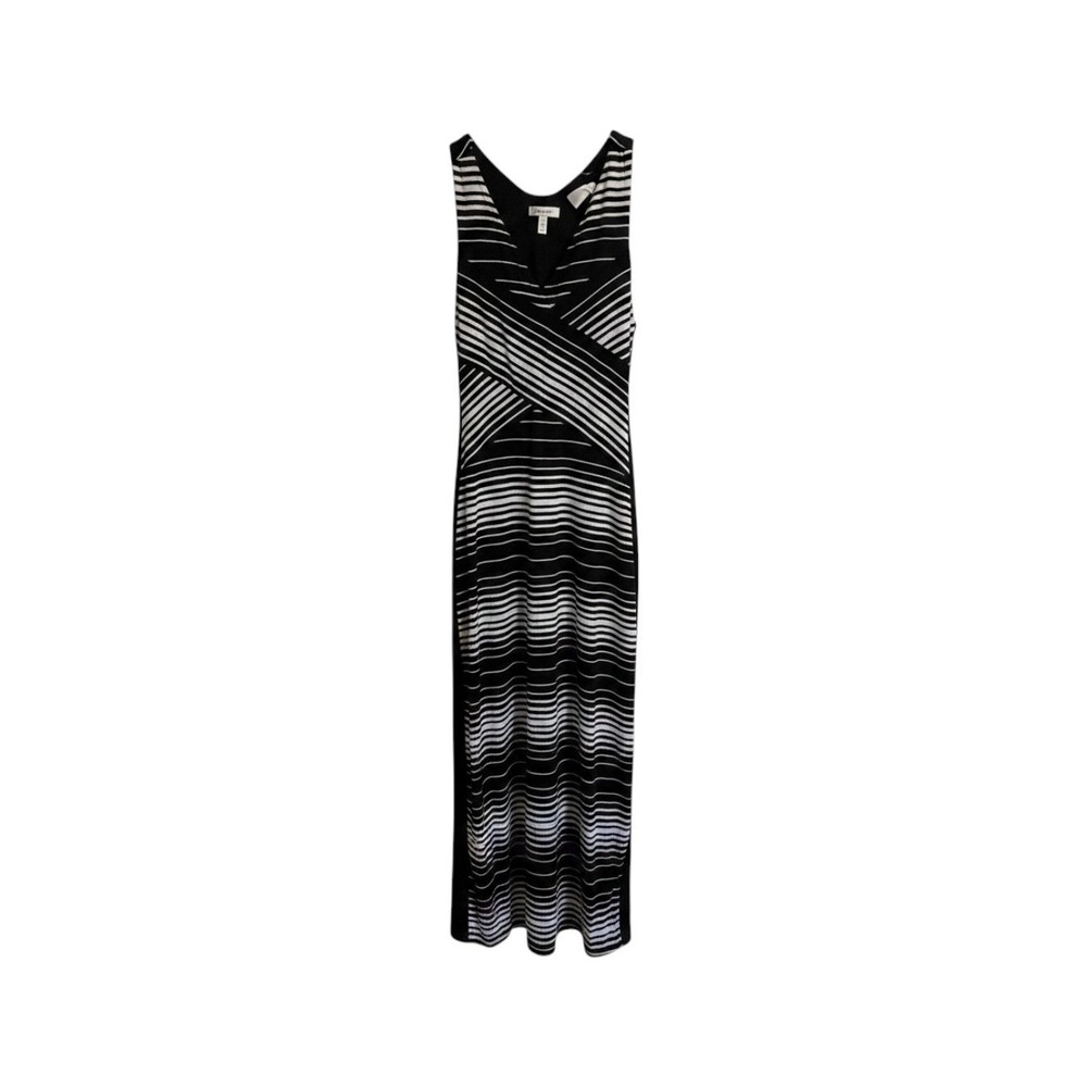White House Black Market Striped Sleeveless Maxi Dress Black White Size L